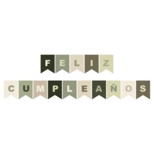 Banderin Feliz Cumpleaños Paleta Combinada Verde